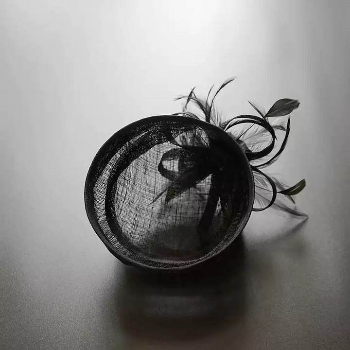 Chic Black Feather Fascinator Hat - Black Hat with Feather - Amazon Hair Accessory