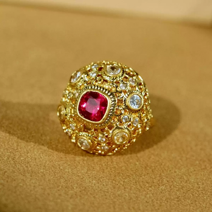 Crown of Scarlet – Vintage Red Gemstone Dome Ring – Game of Thrones