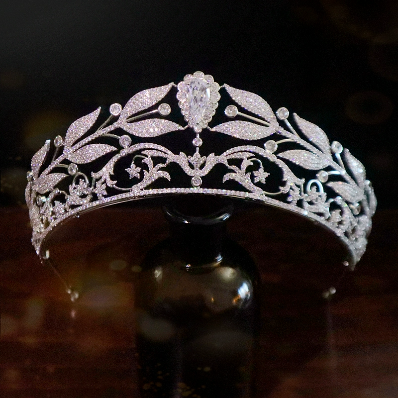 Silver Floral Crystal Bridal Tiara - Silver Crystal Bridal  display picture 2