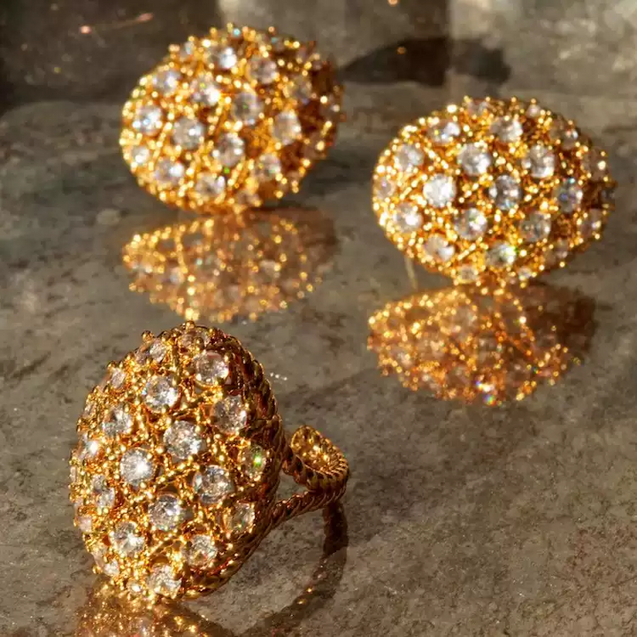 Crown of Light – Handmade Vintage-Style Crystal Dome Ring - Queen of Denmark