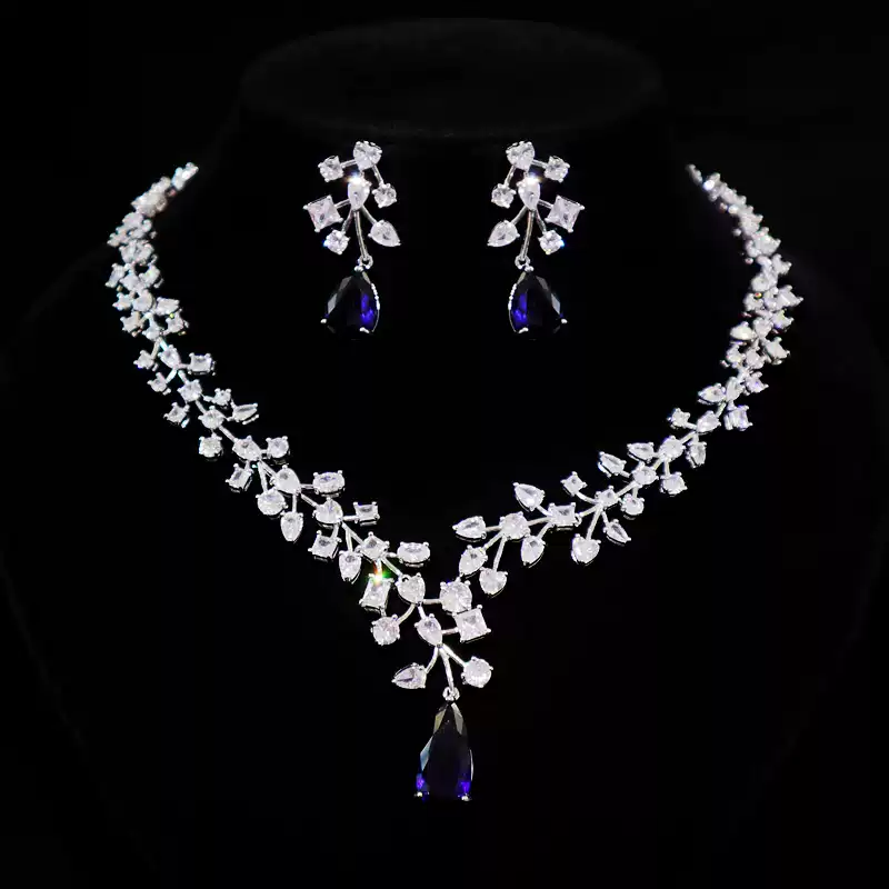 Vintage-Inspired Wedding Necklace and Earrings Set – Birthstone Jewelry Sets