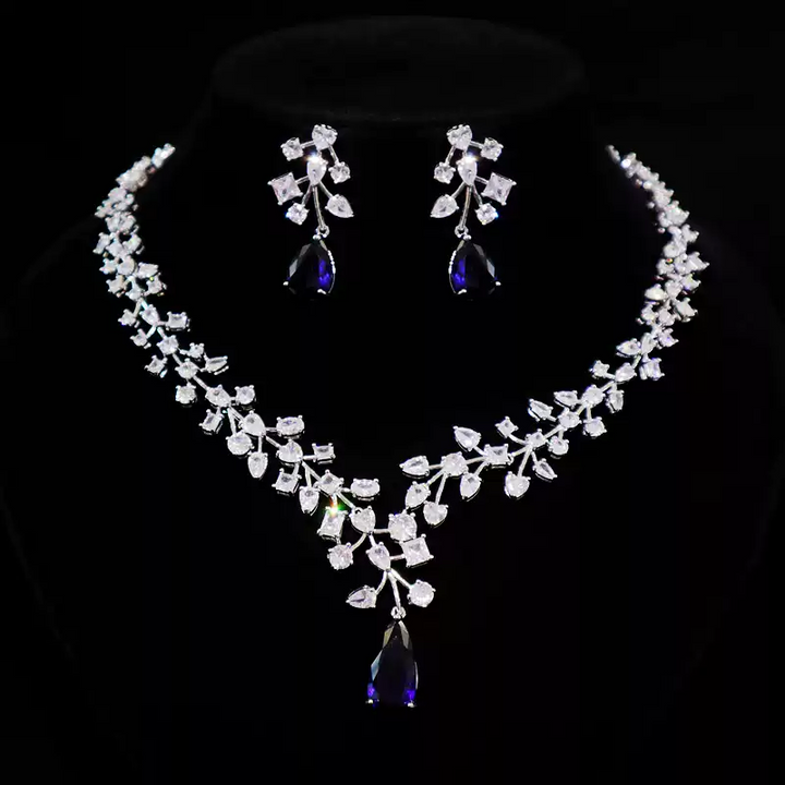 Vintage-Inspired Wedding Necklace and Earrings Set – Birthstone Jewelry Sets