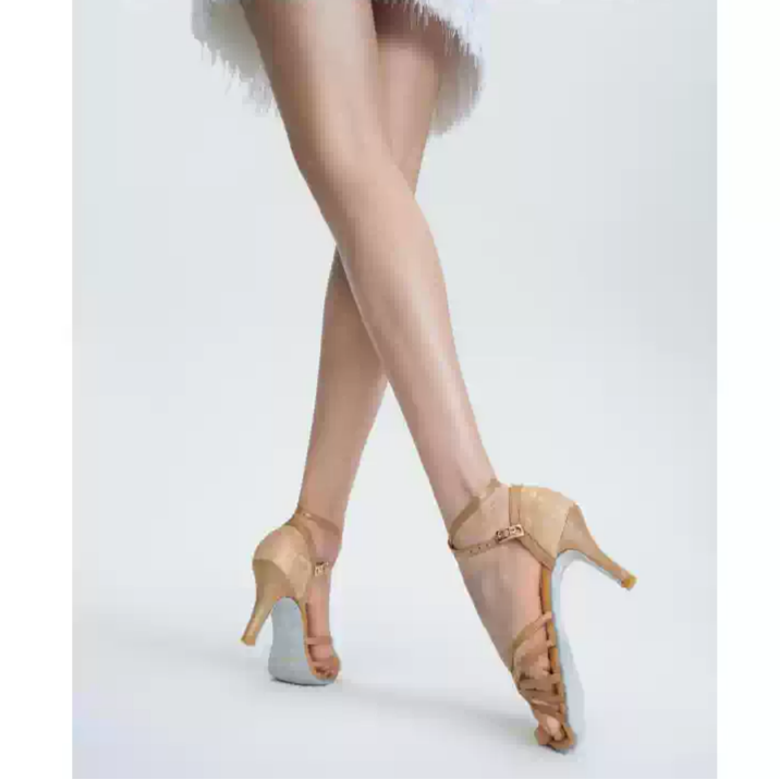 Golden Embrace – Handmade Salsa Shoes with Weave Knot Design