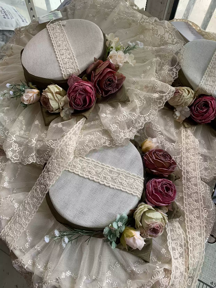 Vintage-Inspired Regency Era Bonnet - Bridal Hat with Vintage Lace and Floral Accents