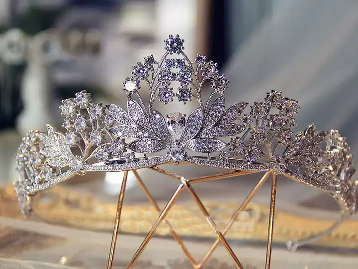 Celestial Garden – Floral Crystal Bridal Crown Tiara