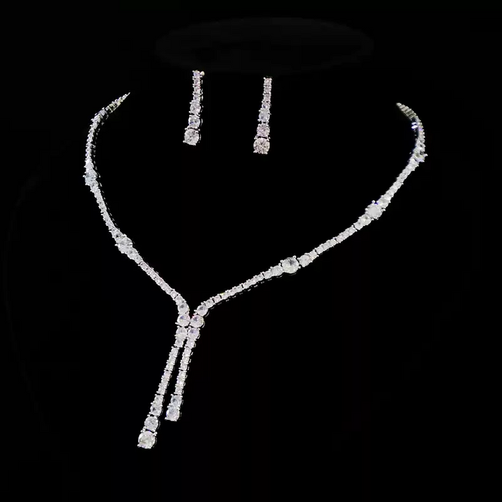 Luxury Zircon Necklace and Earrings Set – Vintage Jewelry Set