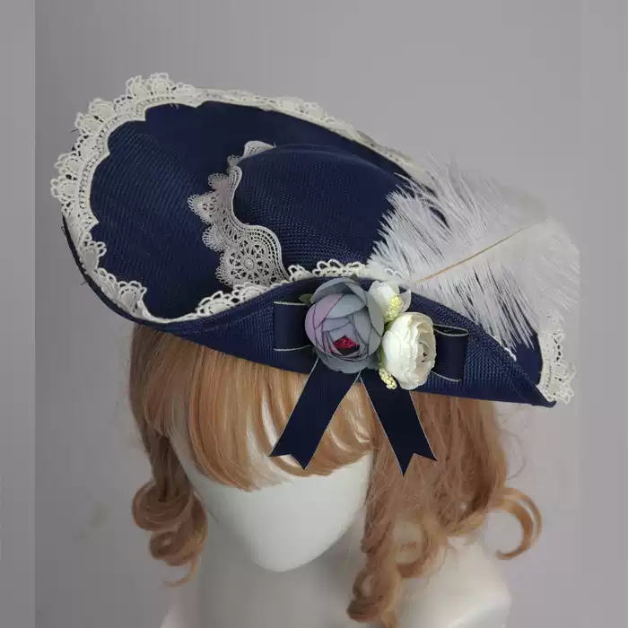 Vintage-Inspired Linen Hat - Lolita Hat with Lace - Ladies Feather Hats