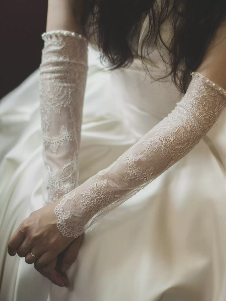 Sophisticated Sheer Lace Bridal Arm Gloves