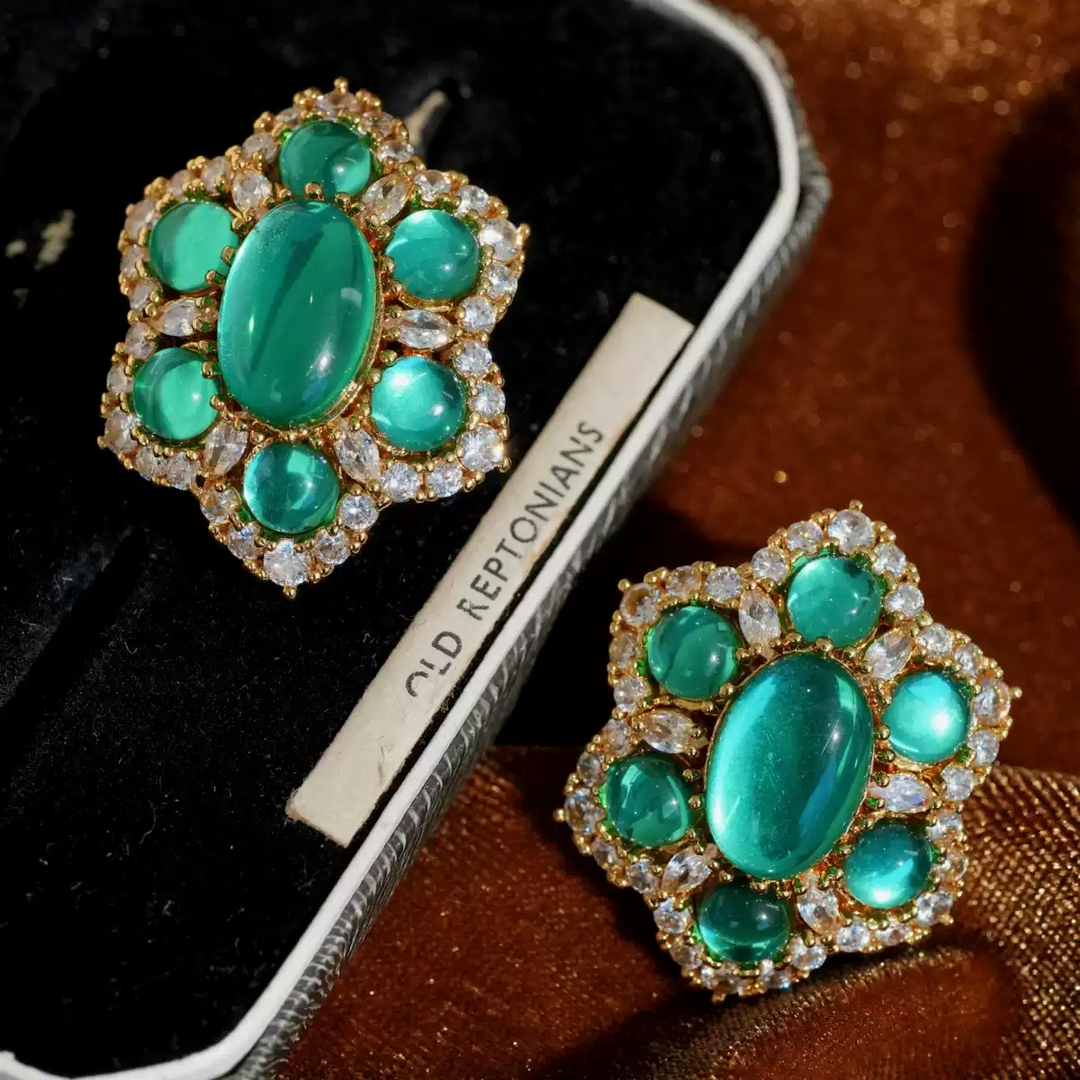 Crown of Emeralds – Vintage Statement Earrings - Fahad