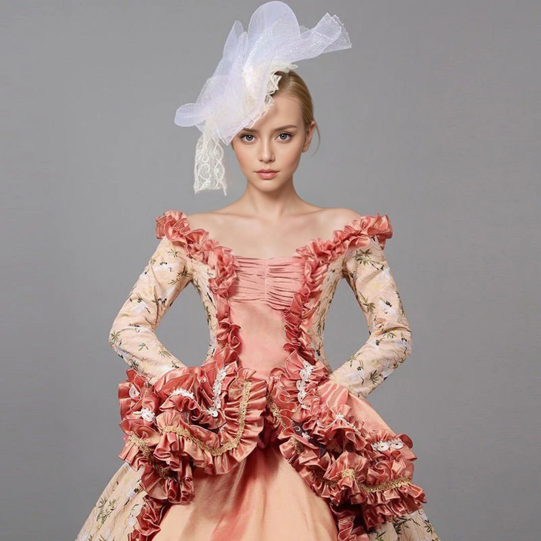 pink court dress Pink Satin A-Line Off Shoulder Sleeveless Court Train Ruffles Prom Dresses, MP338