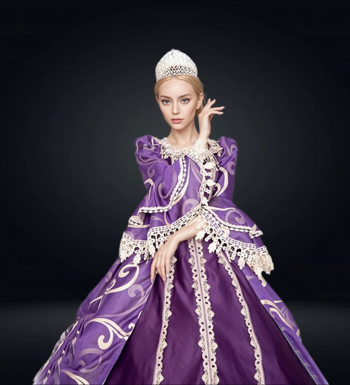 Queen Charlotte Purple Gown -Marie Antoinette Baroque Gown for Bridgerton Plus Size