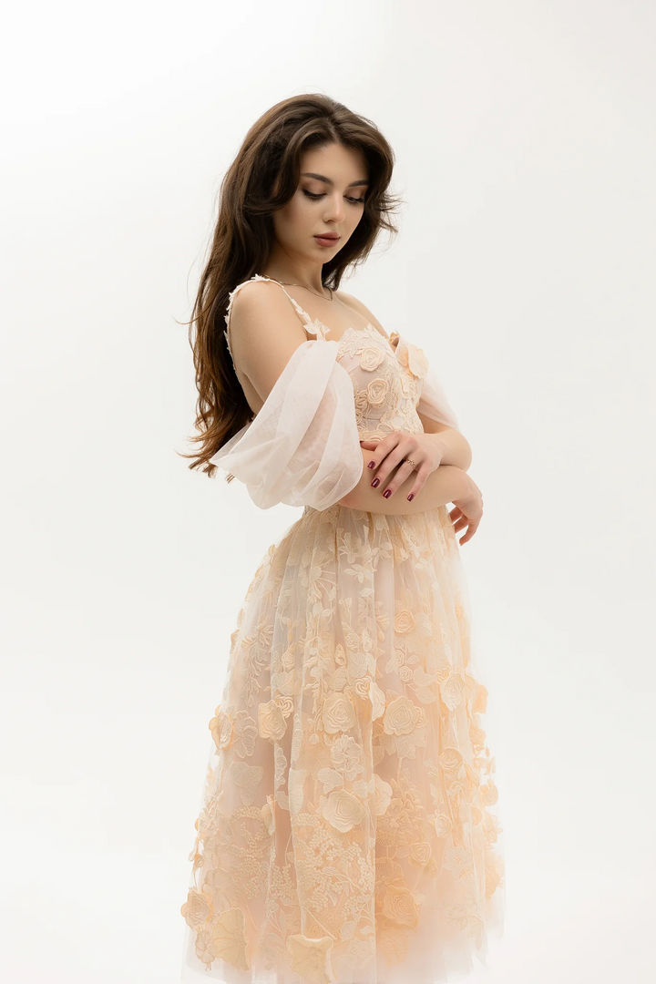 Pink Evening Gown Dresses with Floral Appliqué – Floral Evening Dress with Sweetheart Neckline - Short Formal Dress with Layered Skirt Plus Size