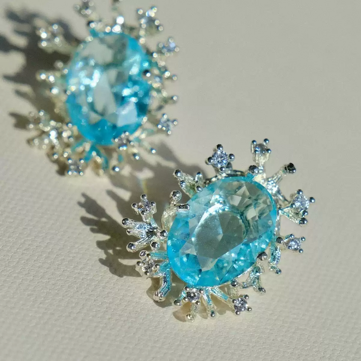 Frosted Crown Waltz – Vintage Handmade Pearl Earrings - Crystal Garden