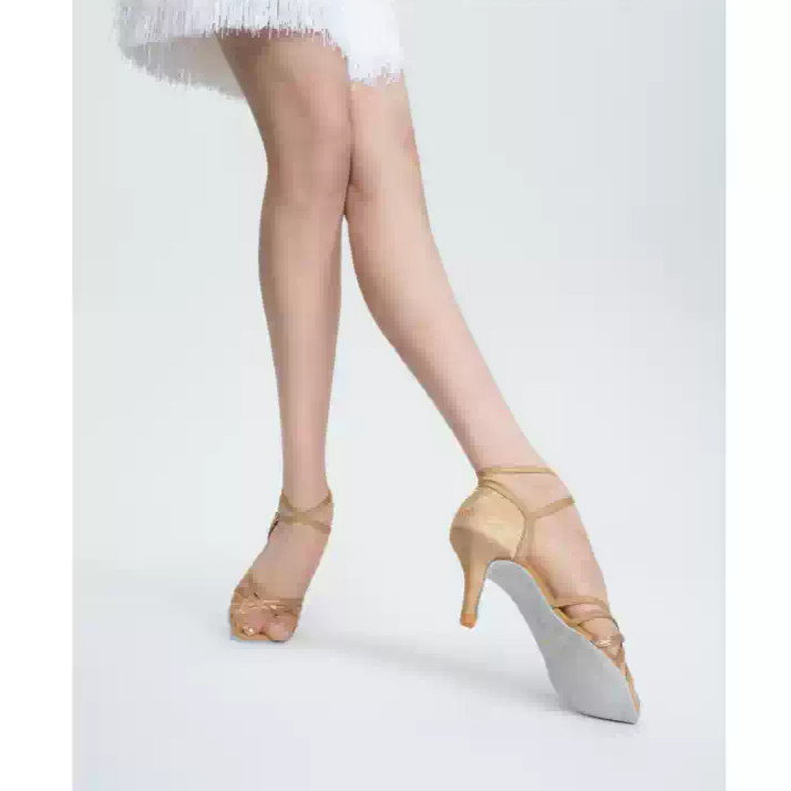 Golden Embrace – Handmade Salsa Shoes with Weave Knot Design
