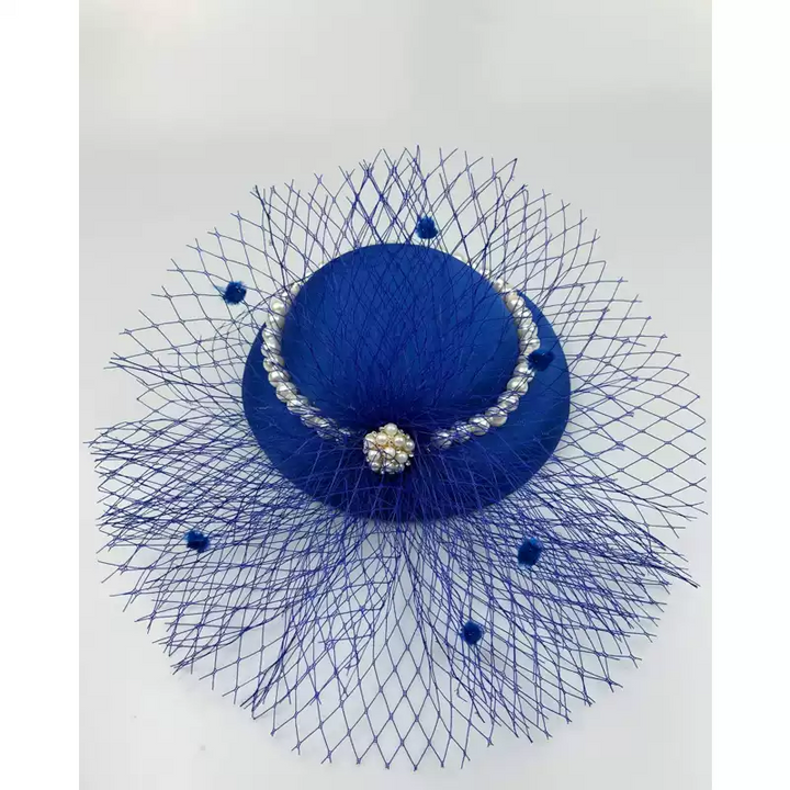 Elegant Cocktail Hat with Feather and Pearl Embellishments