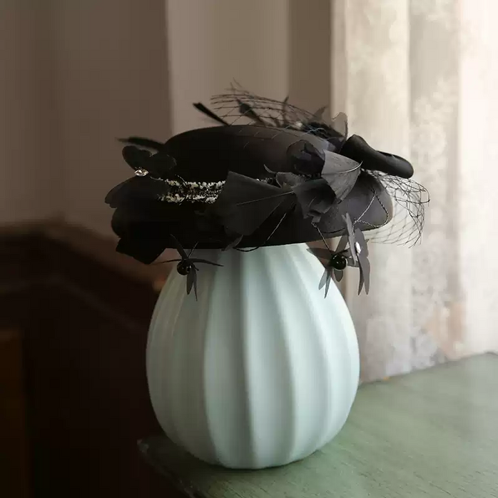 Vintage-Inspired Black Bowler Hat with Bow Details - Black Bowler Hat with Veil