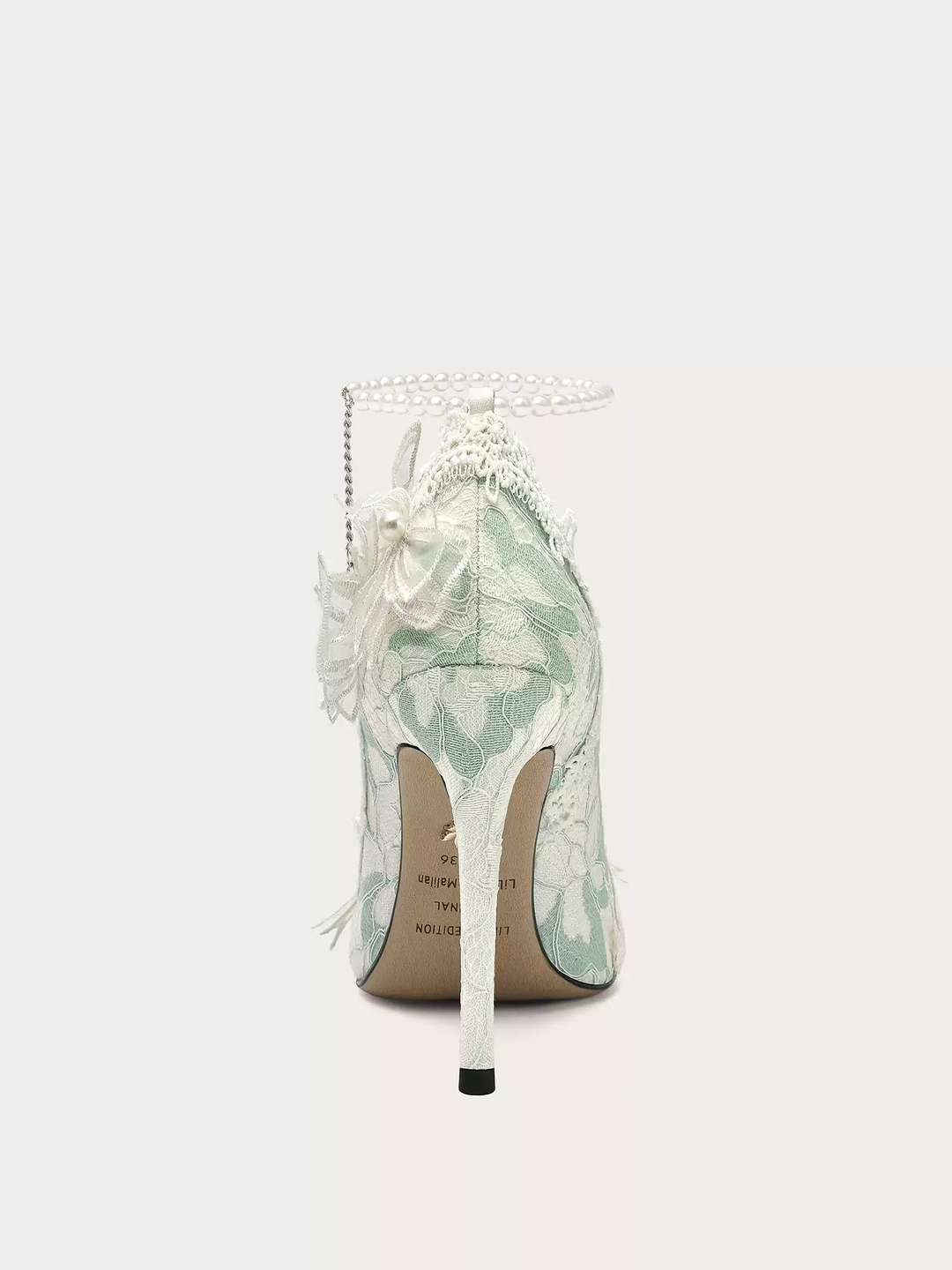 Lolita Vintage Pearl Chain Floral High Heels