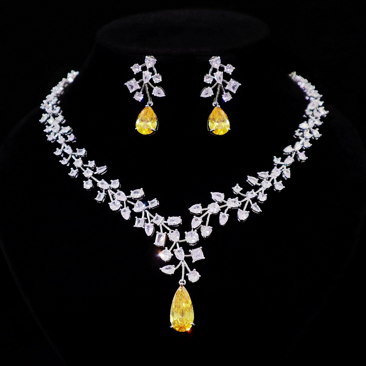 Vintage-Inspired Wedding Necklace and Earrings Set – Birthstone Jewelry Sets