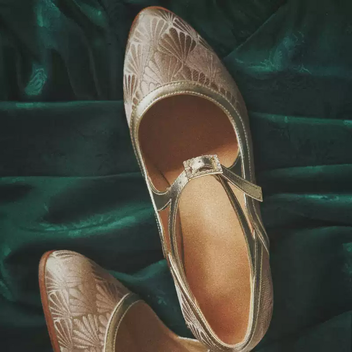 "Twilight Garden" – Handmade Embroidered Floral Mary Jane Heels