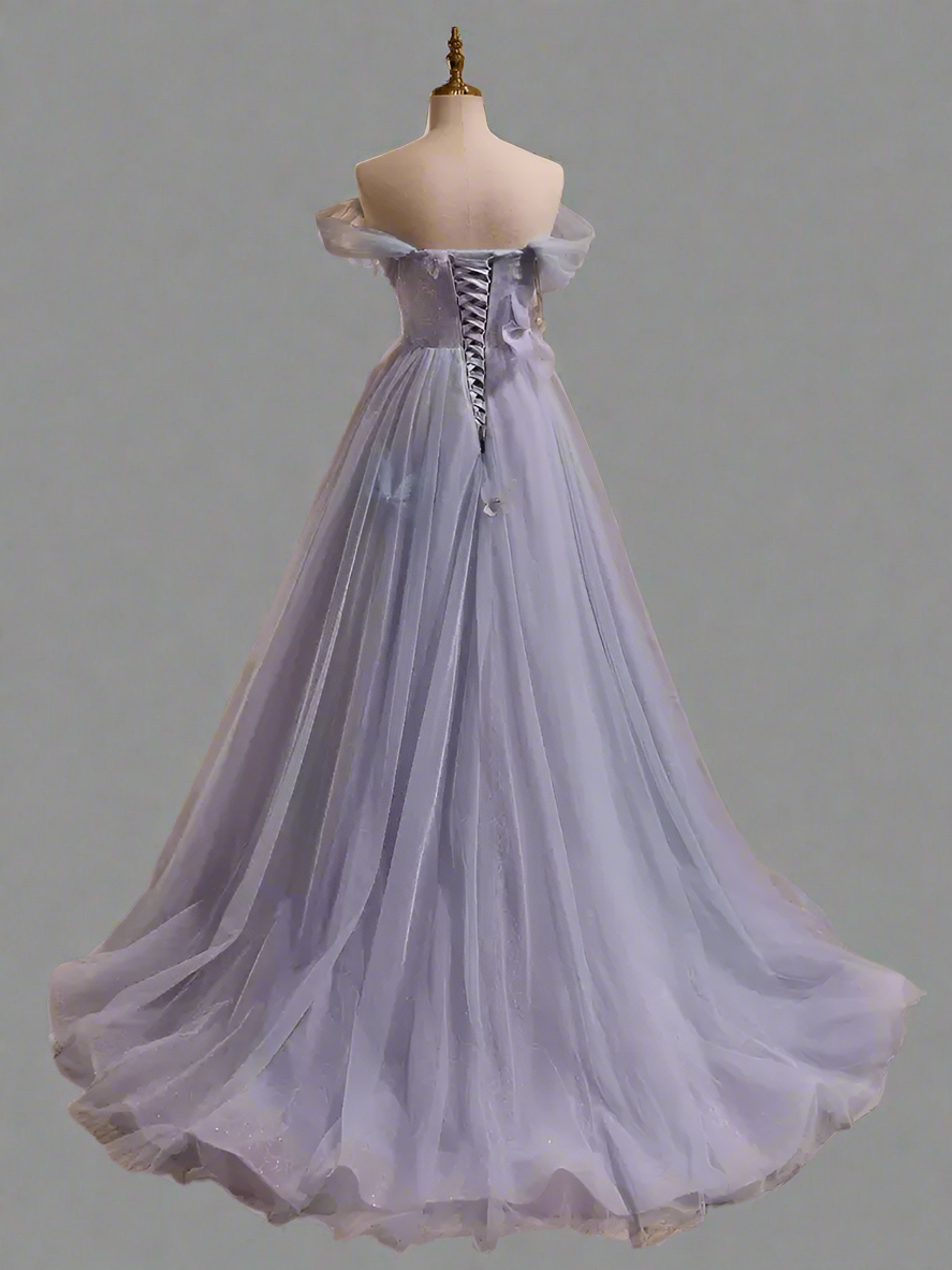 Long Purple Tulle Prom Dresses, Long Purple Tulle Formal Evening Dresses, US 16 / Purple as Pics / No Rush Long Purple Tulle Prom Dresses, Long Purple Tulle Formal Evening Dresses, US 16 / Purple as Pics / No Rush