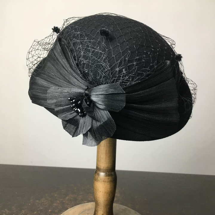 Handmade Black Wool Bowler Hat – Black Bowler Hat - Female Bowler Hat