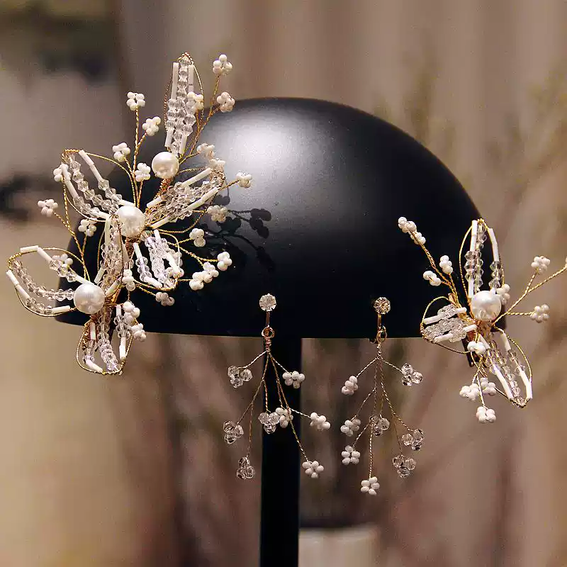 Luxury Gold Headpieces for Wedding - Pearl Bridal Hair Accessories