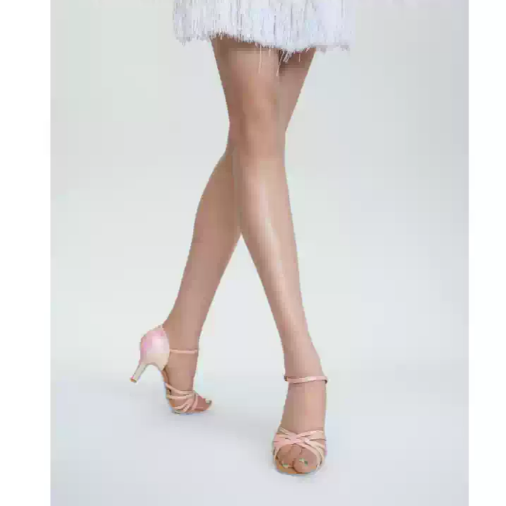 Celestial Glow – Handmade Iridescent Salsa Shoes with Five-Strap Front