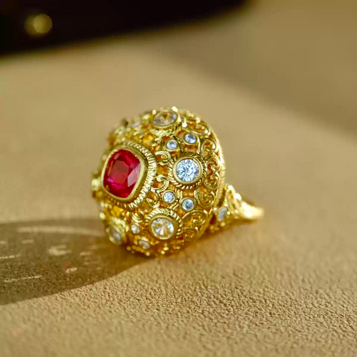Crown of Scarlet – Vintage Red Gemstone Dome Ring – Game of Thrones