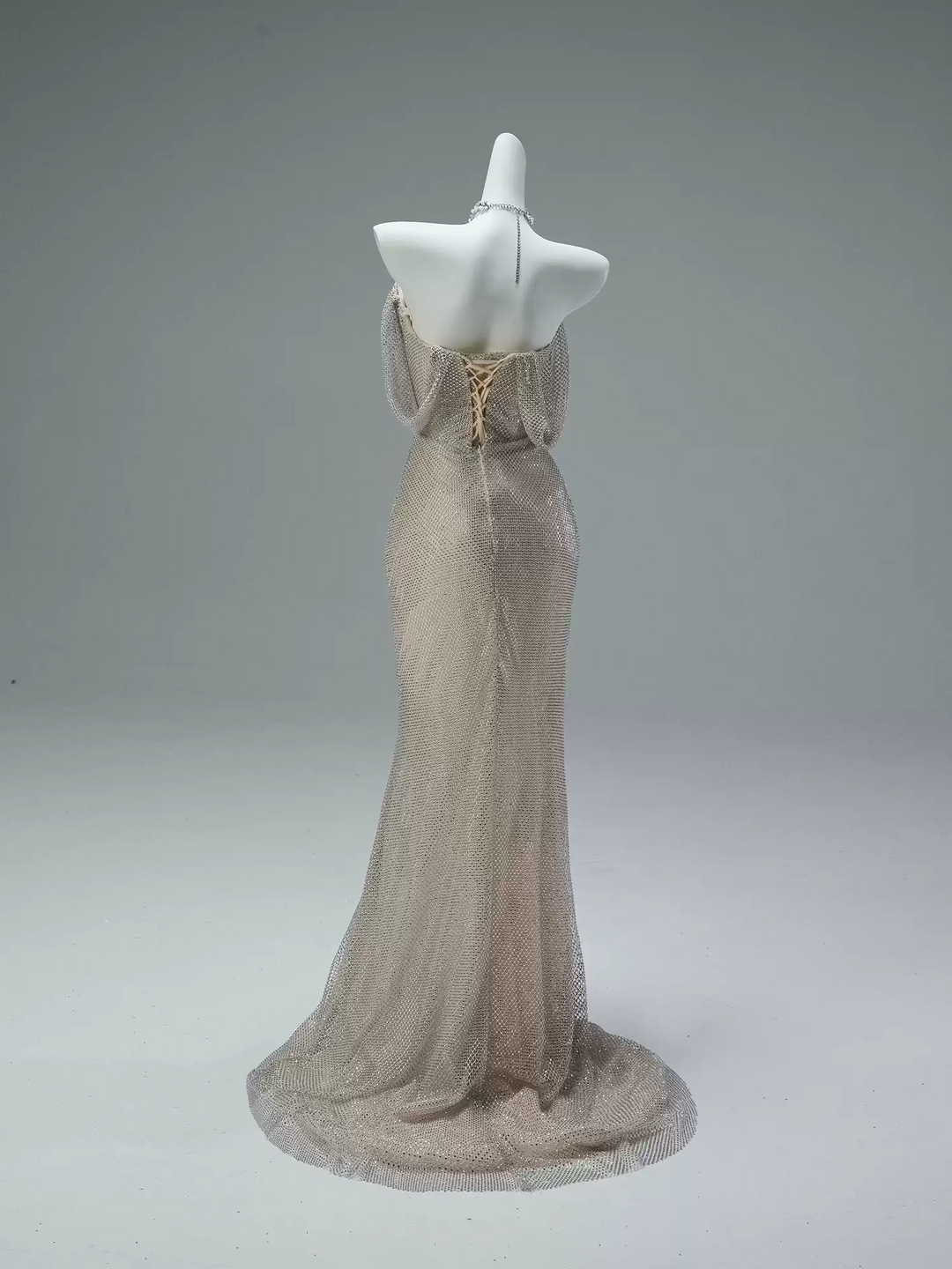 Gold Sequins Evening Gown with Corset Back – Strapless Formal Dress with Draped Sequin Layers Plus Size