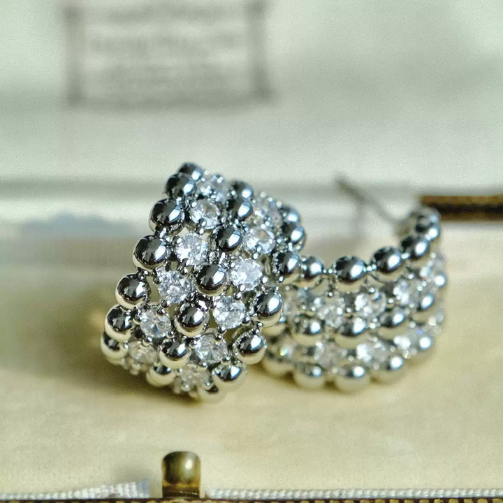 Whispers of Lanterns – Handmade Vintage-Style White Zircon Hoop Earrings - Lanterns