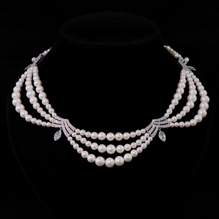 Vintage Inspired Multi-Layered Pearl Necklace – Pearl Jewelry Set