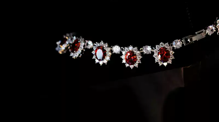Scarlet Empress – Red Crystal Halo Necklace & Earrings Set