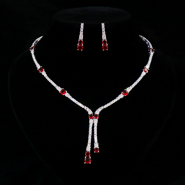 Luxury Zircon Necklace and Earrings Set – Vintage Jewelry Set