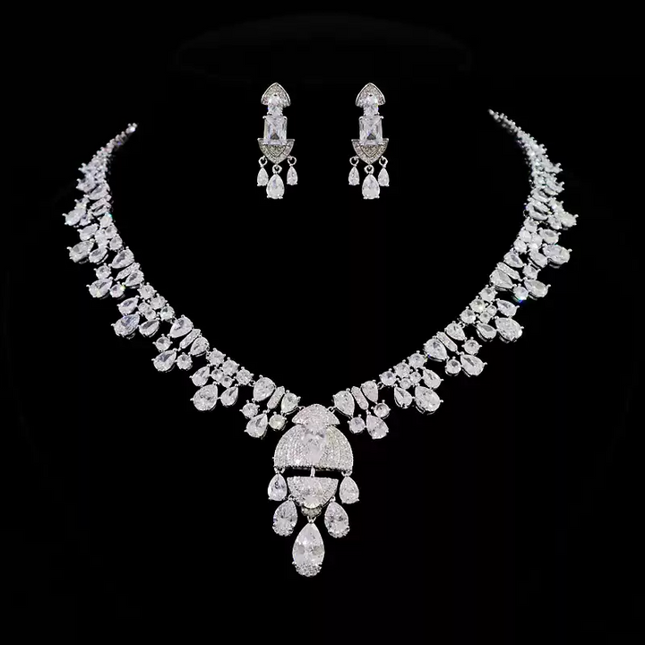 Luxurious Ruby Birthstone Necklace and Earrings Set – Elegant Jewelry Set