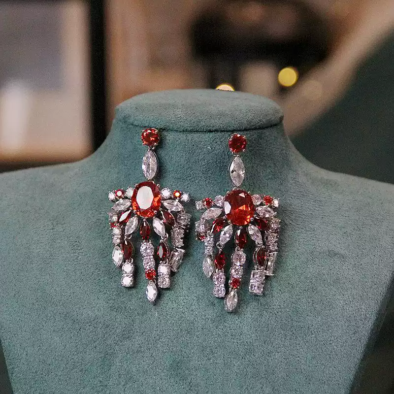 Stardust Fan – Crystal Waterfall Statement Earrings