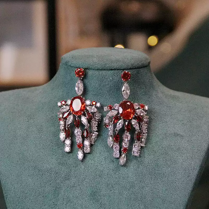 Stardust Fan – Crystal Waterfall Statement Earrings