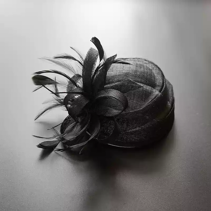 Chic Black Feather Fascinator Hat - Black Hat with Feather - Amazon Hair Accessory