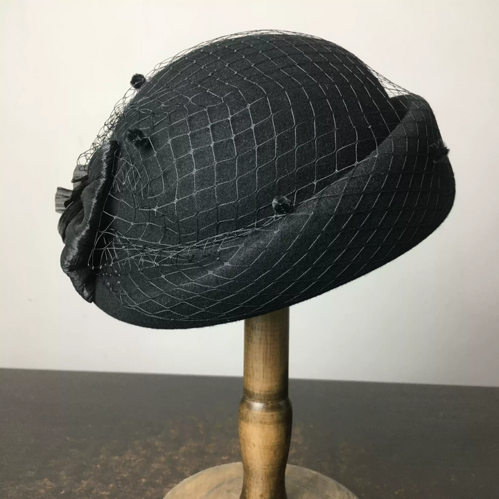 Handmade Black Wool Bowler Hat – Black Bowler Hat - Female Bowler Hat