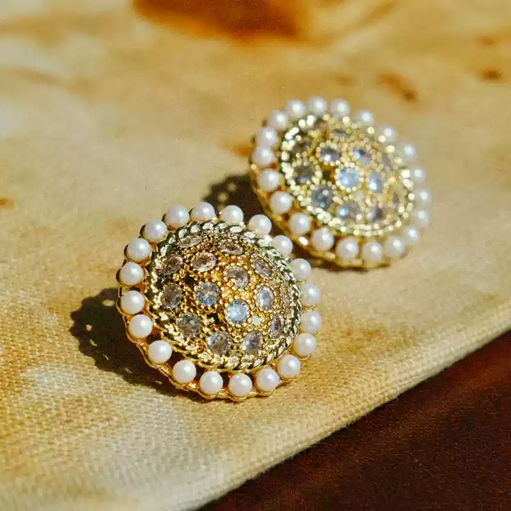 Crown of Hera – Handmade Vintage Pearl and Crystal Earrings – Hera