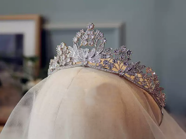 Celestial Garden – Floral Crystal Bridal Crown Tiara