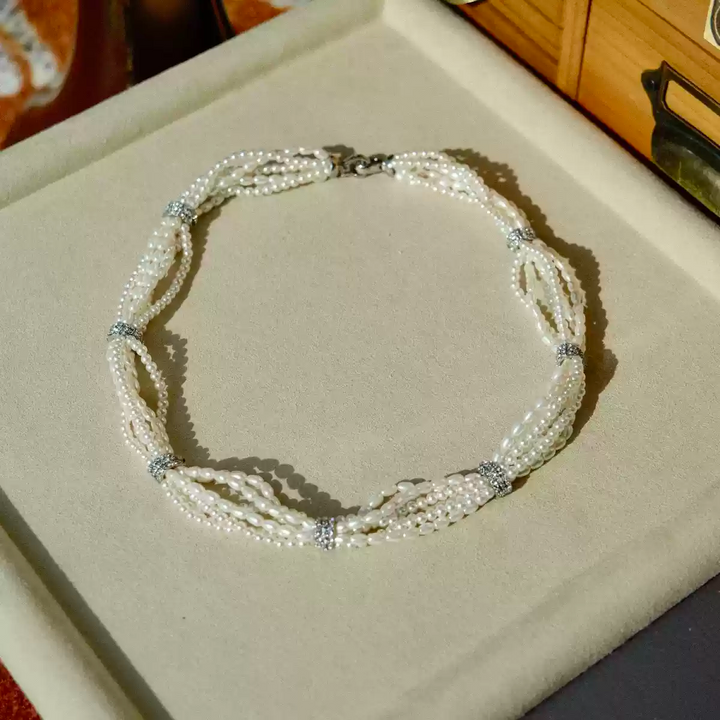 Moonlit Whispers – Handwoven Pearl Necklace - Moonlight Sonata