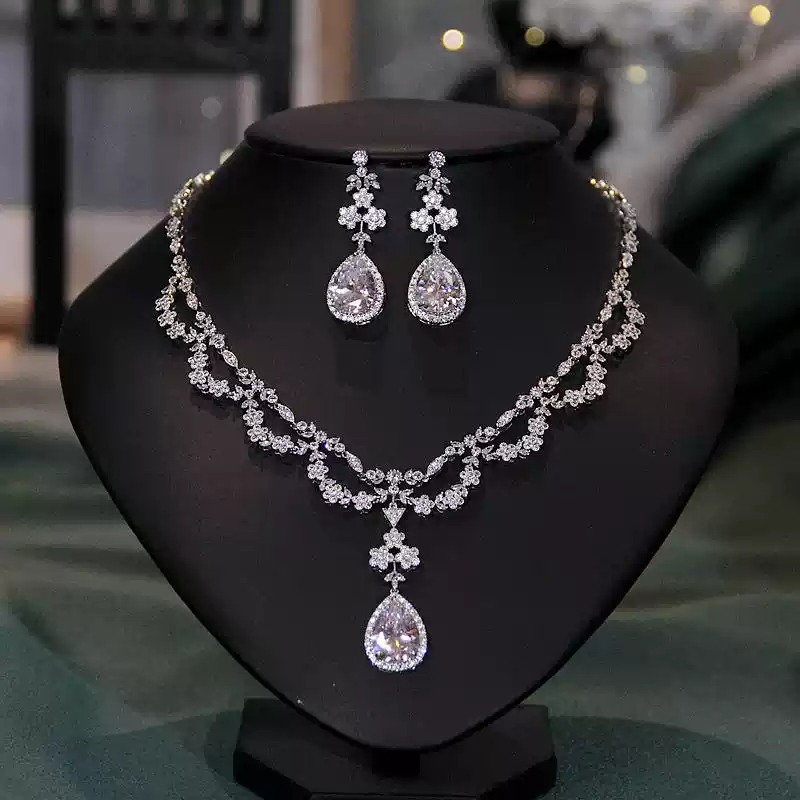 Zircon necklace set discount