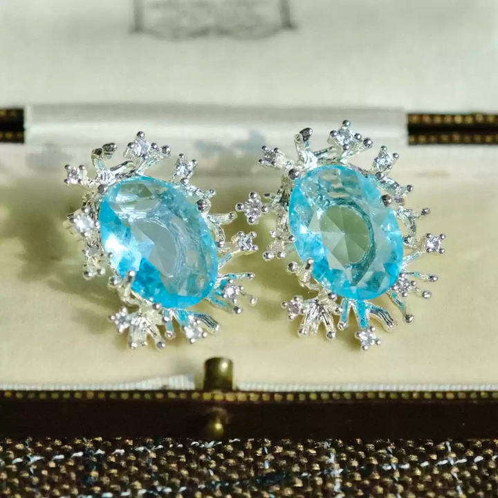 Frosted Crown Waltz – Vintage Handmade Pearl Earrings - Crystal Garden