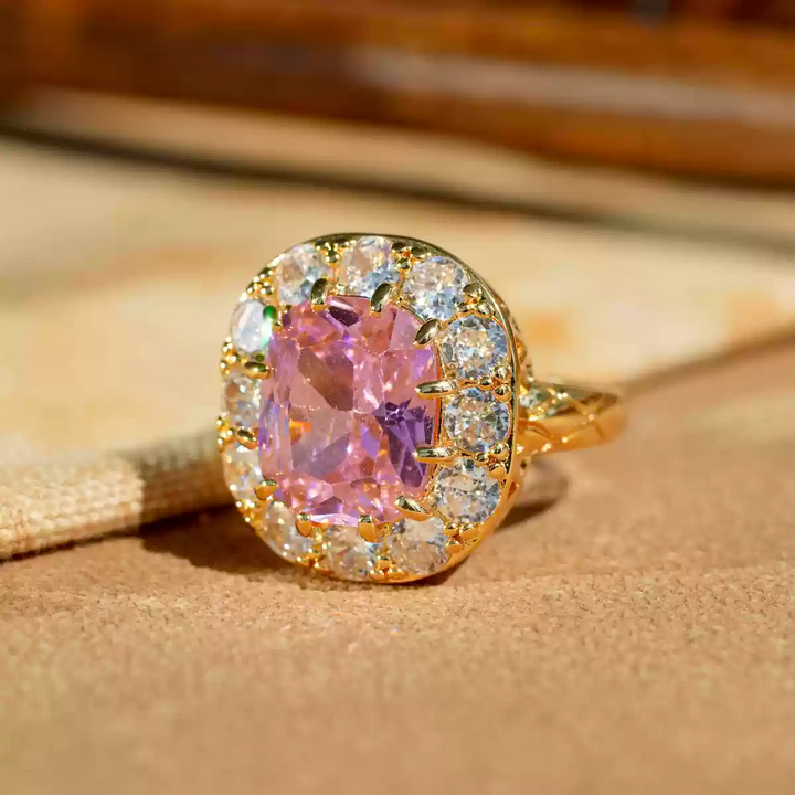 Eternal Blossom – Handmade Vintage-Style Pink Cushion Cut Ring - Magnificent