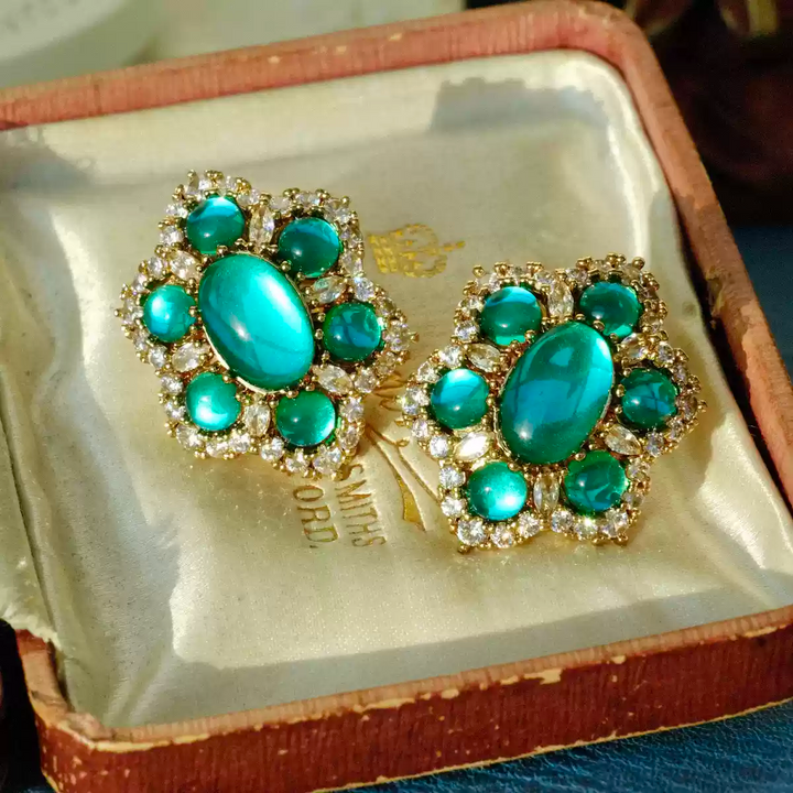 Crown of Emeralds – Vintage Statement Earrings - Fahad