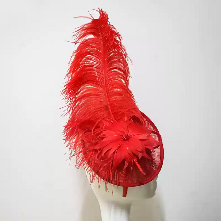 Dramatic Black Fascinator with Feather Accents - Elegant Feathered Cocktail Hat