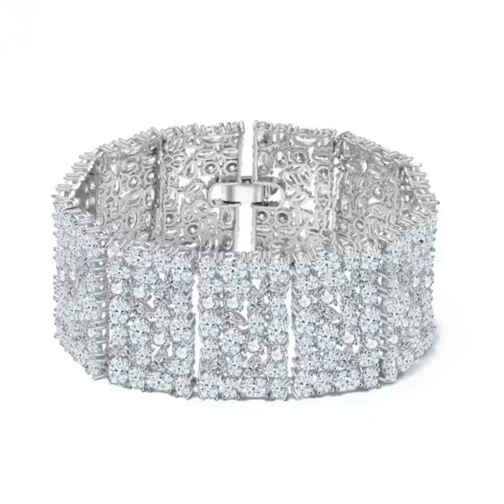 Luxury Cubic Zirconia Bracelet - Bridal Bracelets with Sparkling Bangle