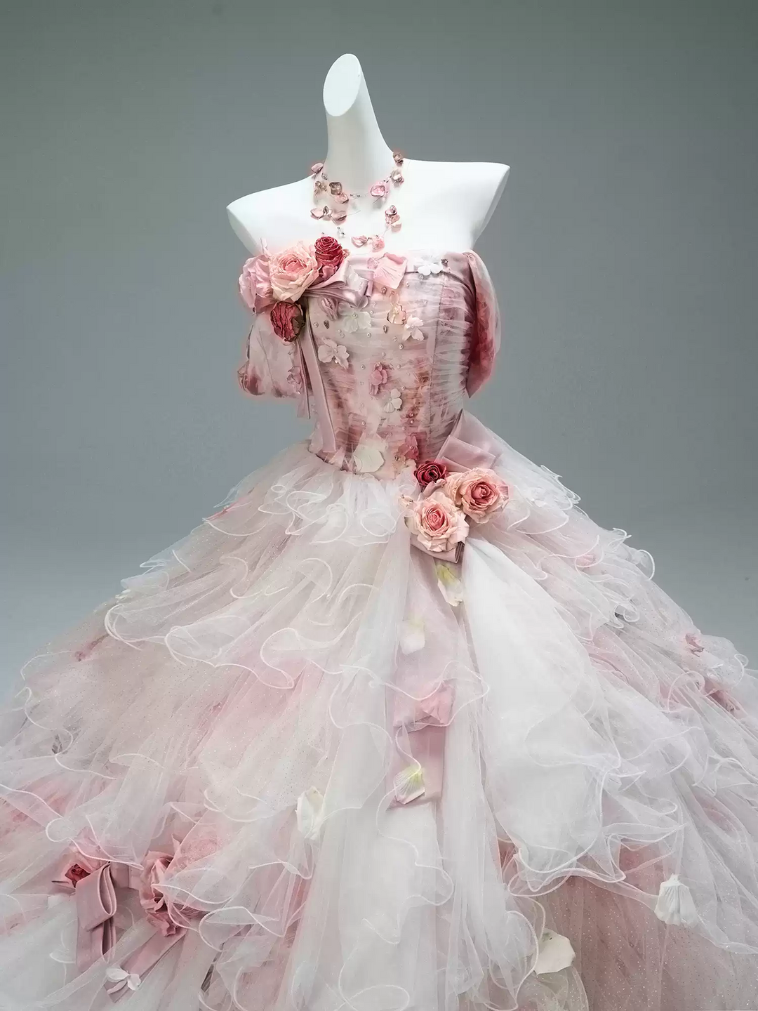 Pink Fairytale Layered Tulle Ruffle Dress with Floral Appliqu Floral Evening Dress with Corset Back and Bow Detail Plus Size Size 22w / Pink Pink Fairytale Layered Tulle Ruffle Dress with Floral Appliqu Floral Evening Dress with Corset Back and Bow Detail Plus Size Size 22w / Pink