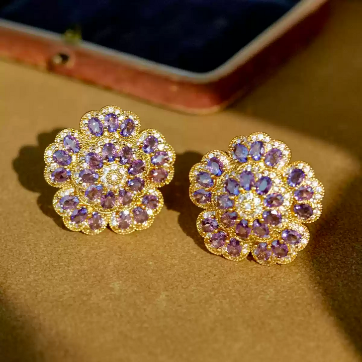Whispers of Spring – Handmade Vintage-Style Purple Gemstone Earrings - Jolanti