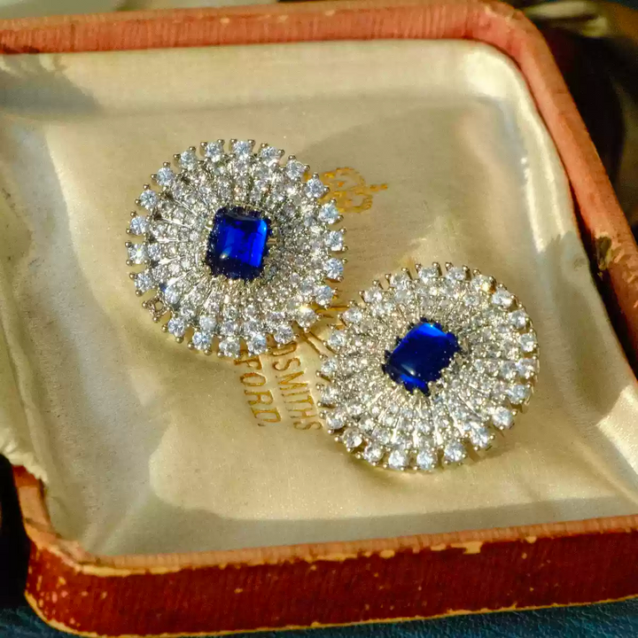 Echoes of Diana – Royal Blue Vintage Earrings - Diana's Sapphire